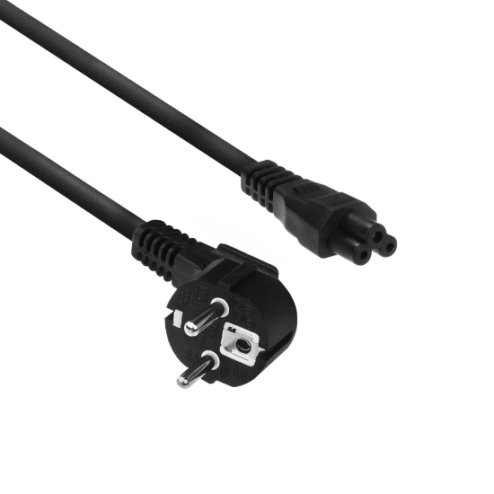 Picture of ACT Powercord mains connector CEE7/7 male (angled) - C5 black 2 m