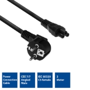 Picture of ACT Powercord mains connector CEE7/7 male (angled) - C5 black 2 m