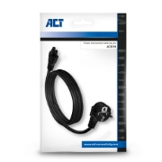 Picture of ACT Powercord mains connector CEE7/7 male (angled) - C5 black 2 m
