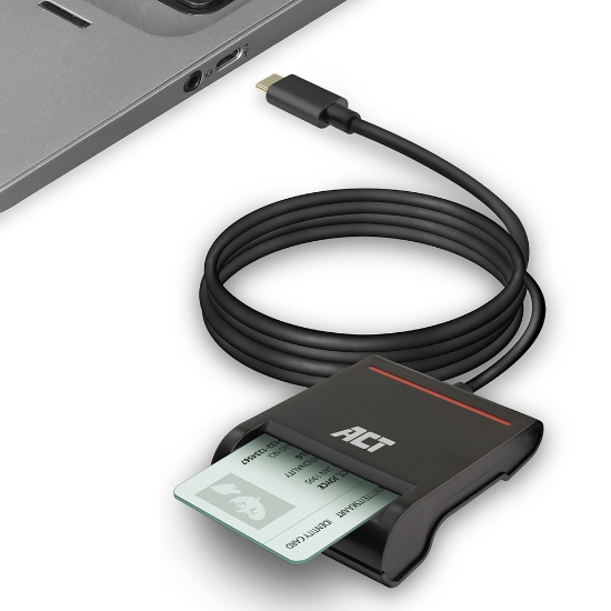 Picture of ACT External USB-C Smartcard eID Card Reader, black