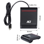 Picture of ACT External USB-C Smartcard eID Card Reader, black