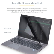 Picture of StarTech.com Laptop Privacy Screen for 15.6" Notebook - Magnetic Removable Laptop Display Security Filter - Blue Light Reducing Screen Protector - 16:9 - Matte/Glossy - +/-30 Degree