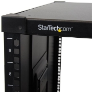 Picture of StarTech.com 4-Post 9U Mobile Open Frame Server Rack, Four Post Network Rack with Wheels, 19" Rolling Rack for Home/Office Narrow Floor Spaces, Small Data Rack for Computer/AV/IT Equipment - TAA Compliant