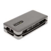 Picture of StarTech.com USB-C Multiport Adapter - HDMI/VGA - 4K 60Hz - 3-Port USB Hub - 100W Power Delivery Pass-Through - GbE - Travel Mini Docking Station w/ Charging - 1ft/30cm Wrap-Around Cable