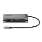 Picture of StarTech.com USB-C Multiport Adapter - HDMI/VGA - 4K 60Hz - 3-Port USB Hub - 100W Power Delivery Pass-Through - GbE - Travel Mini Docking Station w/ Charging - 1ft/30cm Wrap-Around Cable