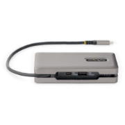 Picture of StarTech.com USB-C Multiport Adapter - HDMI/VGA - 4K 60Hz - 3-Port USB Hub - 100W Power Delivery Pass-Through - GbE - Travel Mini Docking Station w/ Charging - 1ft/30cm Wrap-Around Cable