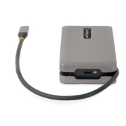 Picture of StarTech.com USB-C Multiport Adapter - HDMI/VGA - 4K 60Hz - 3-Port USB Hub - 100W Power Delivery Pass-Through - GbE - Travel Mini Docking Station w/ Charging - 1ft/30cm Wrap-Around Cable