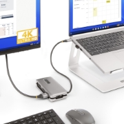Picture of StarTech.com USB-C Multiport Adapter - HDMI/VGA - 4K 60Hz - 3-Port USB Hub - 100W Power Delivery Pass-Through - GbE - Travel Mini Docking Station w/ Charging - 1ft/30cm Wrap-Around Cable