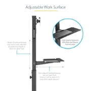 Picture of StarTech.com Mobile Workstation Cart with Monitor Mount, CPU/PC Holder, Keyboard Tray - Ergonomic Height Adjustable Desktop Computer Cart - Rolling Mobile Standing Workstation on Wheels