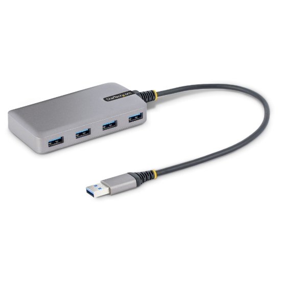 Picture of StarTech.com 4-Port USB Hub - USB 3.0 5Gbps, Bus Powered, USB-A to 4x USB-A Hub w/ Optional Auxiliary Power Input - Portable Desktop/Laptop USB Hub, 1ft/30cm Cable, USB Expansion Hub