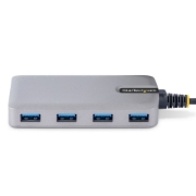 Picture of StarTech.com 4-Port USB Hub - USB 3.0 5Gbps, Bus Powered, USB-A to 4x USB-A Hub w/ Optional Auxiliary Power Input - Portable Desktop/Laptop USB Hub, 1ft/30cm Cable, USB Expansion Hub