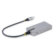 Picture of StarTech.com 3-Port USB Hub with Ethernet - 3x USB-A Ports - Gigabit Ethernet (RJ-45) - USB 3.0 5Gbps - Bus-Powered - 1ft/30cm Long Cable - Portable Laptop USB Hub Adapter w/ GbE