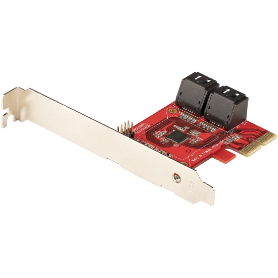 Picture of StarTech.com SATA PCIe Card - 4 Port PCIe SATA Expansion Card - 6Gbps - Low Profile Bracket - Stacked SATA Connectors - ASM1164 Non-Raid - PCI Express to SATA Converter