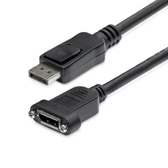 Picture of StarTech.com 3ft (1m) Panel Mount DisplayPort Cable - 4K x 2K - DisplayPort 1.2 Extension Cable Male to Female - DP Video Extender Cord with Panel Mount DP Connector - DP Monitor Cable