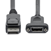 Picture of StarTech.com 3ft (1m) Panel Mount DisplayPort Cable - 4K x 2K - DisplayPort 1.2 Extension Cable Male to Female - DP Video Extender Cord with Panel Mount DP Connector - DP Monitor Cable