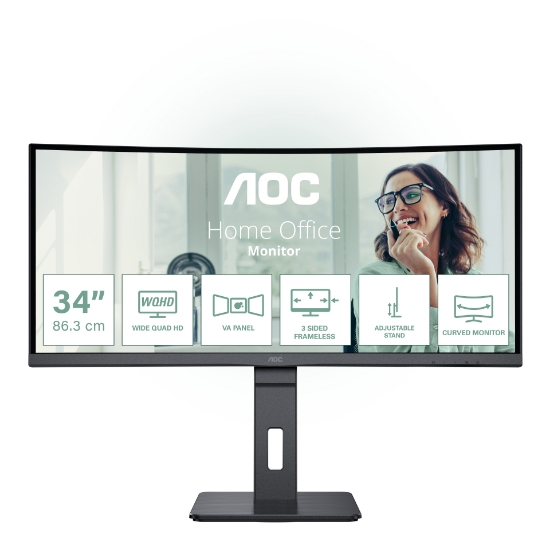 Picture of AOC CU34P3CV computer monitor 86.4 cm (34") 3440 x 1440 pixels UltraWide Quad HD LED Black