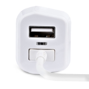 Picture of StarTech.com Lightning Car Charger with Coiled Cable, 1m Coiled Lightning Cable, 12W, White, 2 Port USB Car Charger Adapter for Phones and Tablets, Dual USB In Car iPhone Charger
