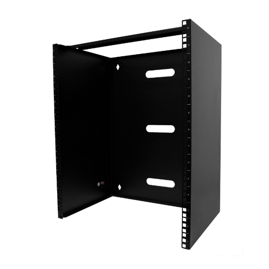 Picture of StarTech.com 14U Wall Mount Network Rack - 14 Inch Deep (Low Profile) - 19" Patch Panel Bracket for Shallow Server, IT Equipment, Network Switches - 77lbs/35kg Weight Cap., Black