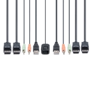 Picture of StarTech.com 2-Port Dual-Monitor DisplayPort Cable KVM Switch, 4K 60Hz, Compact KVM with 5ft/1.5m USB-A/DisplayPort/Audio Integrated Cables, Bus Powered - Remote Push Button/Hotkey Switching