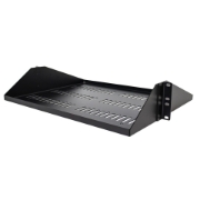 Picture of StarTech.com 2U Server Rack Shelf, Center Mounted Universal Vented Rackmount Cantilever Tray for 19" Network Equipment Rack, Heavy Duty Steel, 200lb Capacity, 14" Deep, Black