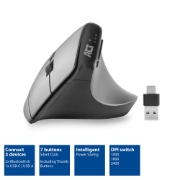 Picture of ACT Wireless Ergonomic Mouse with Bluetooth and USB-C/USB-A