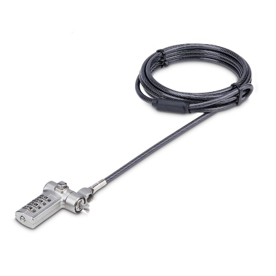 Picture of StarTech.com Universal Laptop Lock 6.6ft (2m), Security Cable For Notebook Compatible With Noble Wedge®/Nano/K-Slot; Keyless Combination Locking Cable, Anti-Theft Cut-Resistant Steel Cable