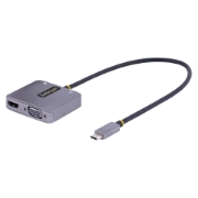 Picture of StarTech.com USB C Video Adapter, USB C to HDMI VGA Multiport Adapter, 3.5mm Audio, 4K 60Hz HDR, 100W PD Pass-Through, Thunderbolt 3/4 Compatible - USB C Display Travel Adapter