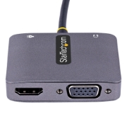 Picture of StarTech.com USB C Video Adapter, USB C to HDMI VGA Multiport Adapter, 3.5mm Audio, 4K 60Hz HDR, 100W PD Pass-Through, Thunderbolt 3/4 Compatible - USB C Display Travel Adapter