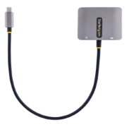 Picture of StarTech.com USB C Video Adapter, USB C to HDMI VGA Multiport Adapter, 3.5mm Audio, 4K 60Hz HDR, 100W PD Pass-Through, Thunderbolt 3/4 Compatible - USB C Display Travel Adapter