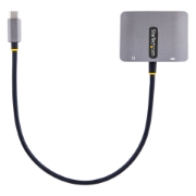 Picture of StarTech.com USB C Video Adapter, USB C to HDMI VGA Multiport Adapter, 3.5mm Audio, 4K 60Hz HDR, 100W PD Pass-Through, Thunderbolt 3/4 Compatible - USB C Display Travel Adapter