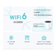 Picture of TP-Link DECO X55 (3-Pack) Dual-band (2.4 GHz / 5 GHz) Wi-Fi 6 (802.11ax) White Internal