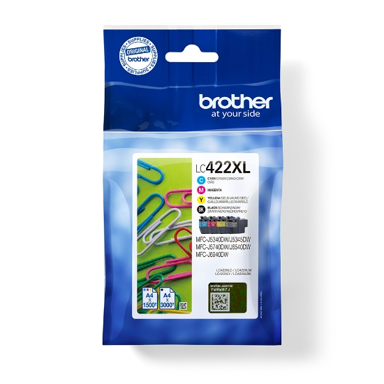Picture of Brother LC422XLVAL ink cartridge 4 pc(s) Original Black, Cyan, Magenta, Yellow