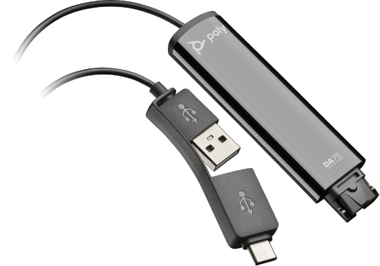 Picture of POLY DA75 USB to QD Black Adapter TAA