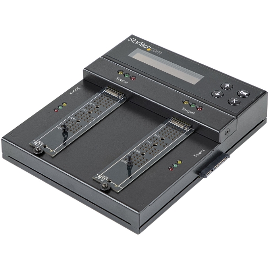 Picture of StarTech.com Standalone M.2 SATA & M.2 NVMe Duplicator and Eraser - HDD/SSD Cloner/Wiper for M.2 PCIe AHCI/NVMe, M.2 SATA, 2.5/3.5" SATA Drives - External Hard Drive Eraser/Duplicator, TAA