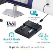 Picture of StarTech.com Standalone M.2 SATA & M.2 NVMe Duplicator and Eraser - HDD/SSD Cloner/Wiper for M.2 PCIe AHCI/NVMe, M.2 SATA, 2.5/3.5" SATA Drives - External Hard Drive Eraser/Duplicator, TAA