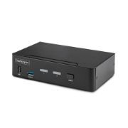 Picture of StarTech.com 2-Port DisplayPort KVM Switch, 8K 60Hz / 4K 144Hz, Single Display, DP 1.4, 2x USB 3.0 Ports, 4x USB 2.0 HID Ports, Push-Button & Hotkey Switching, TAA Compliant - OS Independent, Metal Housing