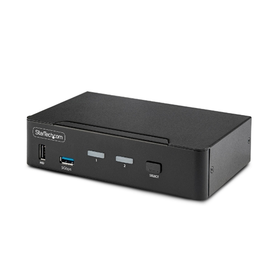 Picture of StarTech.com 2-Port DisplayPort KVM Switch, 8K 60Hz / 4K 144Hz, Single Display, DP 1.4, 2x USB 3.0 Ports, 4x USB 2.0 HID Ports, Push-Button & Hotkey Switching, TAA Compliant - OS Independent, Metal Housing
