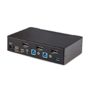 Picture of StarTech.com 2-Port DisplayPort KVM Switch, 8K 60Hz / 4K 144Hz, Single Display, DP 1.4, 2x USB 3.0 Ports, 4x USB 2.0 HID Ports, Push-Button & Hotkey Switching, TAA Compliant - OS Independent, Metal Housing