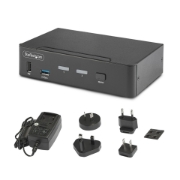 Picture of StarTech.com 2-Port DisplayPort KVM Switch, 8K 60Hz / 4K 144Hz, Single Display, DP 1.4, 2x USB 3.0 Ports, 4x USB 2.0 HID Ports, Push-Button & Hotkey Switching, TAA Compliant - OS Independent, Metal Housing