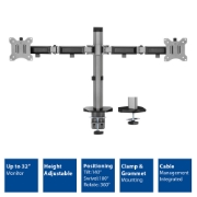 Picture of ACT Monitor arm 32" office, silver, 2 monitors