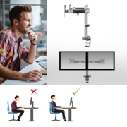 Picture of ACT Monitor arm 32" office, silver, 2 monitors