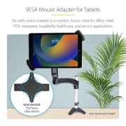 Picture of StarTech.com VESA Mount Adapter for Tablets 7.9 to 12.5in - Up to 2kg (4.4lb) - 75x75/100x100 VESA Patterns - Universal Anti-Theft Tablet VESA Mount Clamp - Secure Tablet Mount - Black