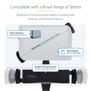 Picture of StarTech.com VESA Mount Adapter for Tablets 7.9 to 12.5in - Up to 2kg (4.4lb) - 75x75/100x100 VESA Patterns - Universal Anti-Theft Tablet VESA Mount Clamp - Secure Tablet Mount - Black