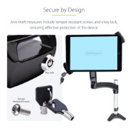 Picture of StarTech.com VESA Mount Adapter for Tablets 7.9 to 12.5in - Up to 2kg (4.4lb) - 75x75/100x100 VESA Patterns - Universal Anti-Theft Tablet VESA Mount Clamp - Secure Tablet Mount - Black