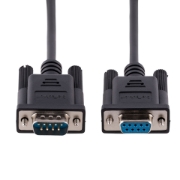 Picture of StarTech.com 3m RS232 Serial Null Modem Cable, Crossover Serial Cable w/Al-Mylar Shielding, DB9 Serial COM Port Cable Female to Male, Compatible w/DTE Devices, Black, F/M