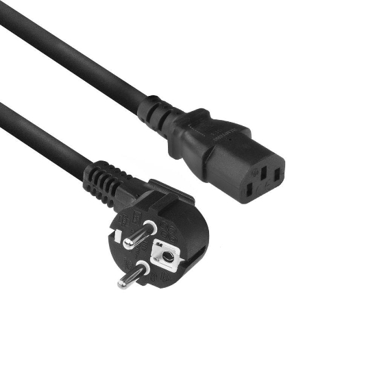 Picture of ACT Powercord mains connector CEE 7/7 male (angled) - C13 black 2 m