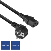 Picture of ACT Powercord mains connector CEE 7/7 male (angled) - C13 black 2 m