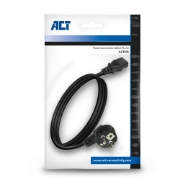 Picture of ACT Powercord mains connector CEE 7/7 male (angled) - C13 black 2 m
