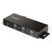 Picture of StarTech.com 5G7AINDRM-USB-A-HUB interface hub USB 3.2 Gen 1 (3.1 Gen 1) Type-B 5000 Mbit/s Black