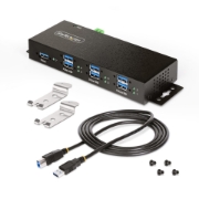 Picture of StarTech.com 5G7AINDRM-USB-A-HUB interface hub USB 3.2 Gen 1 (3.1 Gen 1) Type-B 5000 Mbit/s Black